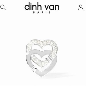 DINH VAN 18kt white gold 💎 diamond double coeurs R10 mono stud heart earring NEW